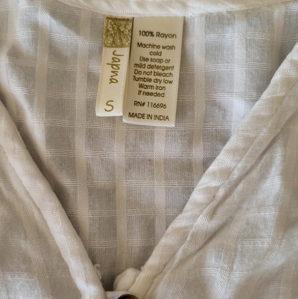 Japna White Puff Sleeve Smocked Blouse, Size Small - Picture 3 of 4